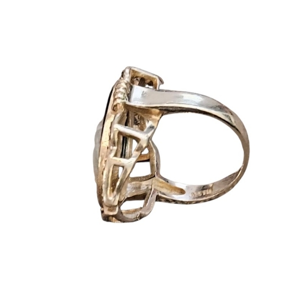 Vintage 925 Art Deco Cameo Ring Size 7 to 7.25 - Picture 5 of 6